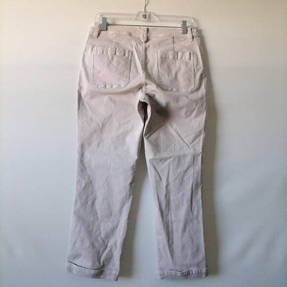 Lila Ryan Womens Ivory Mid Rise Flat Front Slack Pocket Straight Pant Size 10 - Picture 3 of 6